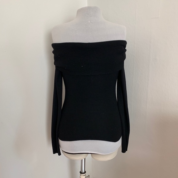 NWT Studio By The Workshop Black Off Shoulder Soft Wool Blend Sweater NEW S Rib - Picture 12 of 16